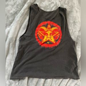 Distressed Obey Pentacle Cut Off Tee / Tank Top